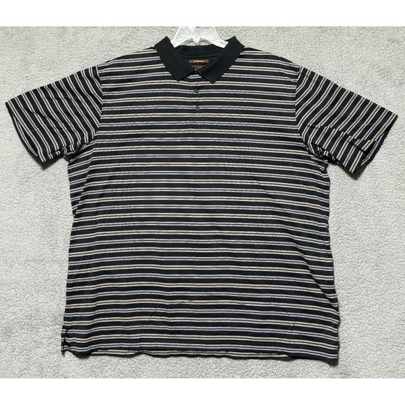 Oak Hill Other - OAK HILL Golf Polo Shirt Men 2XL Red Striped Black Mercerized‎ Cotton XXL 52"